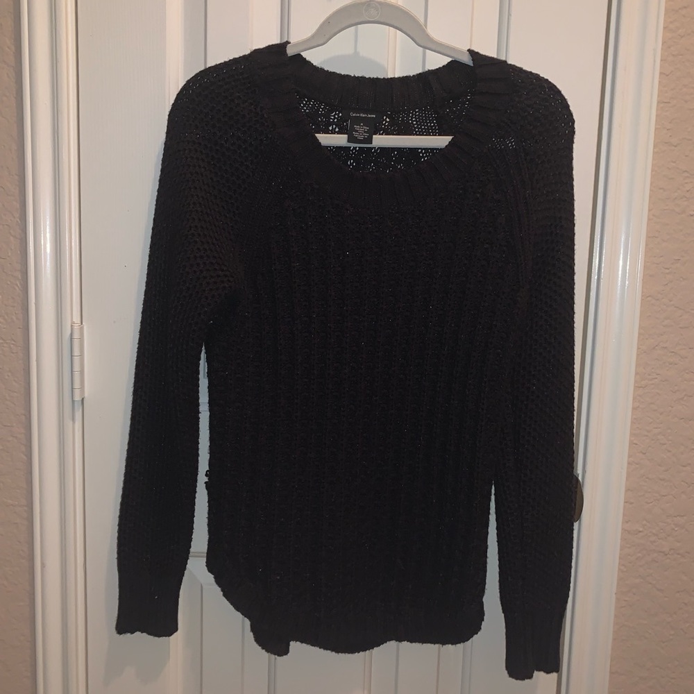black crochet sweater